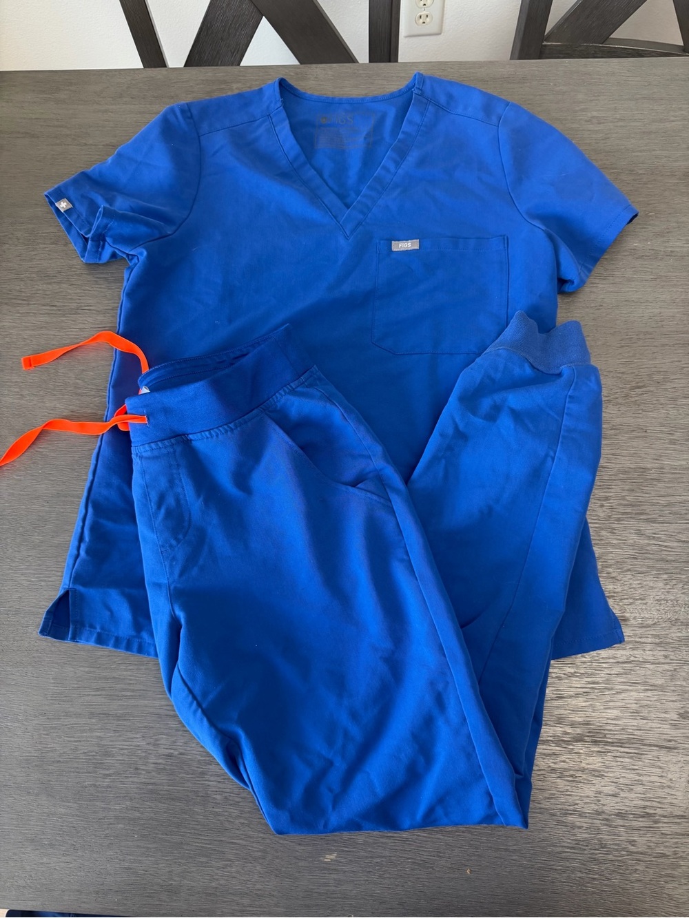 Figs Women's Royal Blue Set with Orange Drawstrings